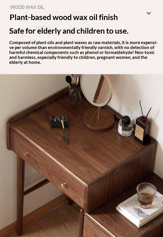 Black Walnut Solid Wood Vanity Table Cabinet Integrated.