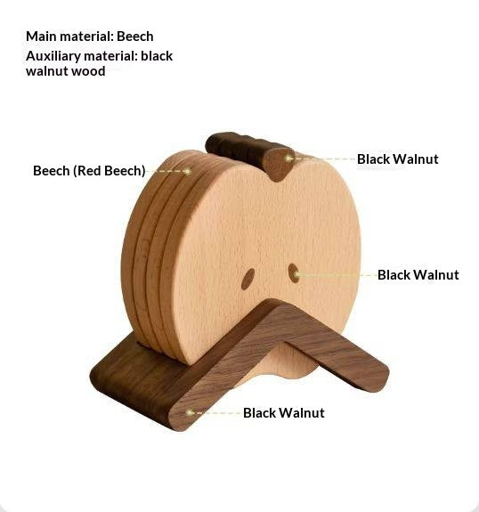 Black Walnut, Beech Solid Wood Creative Apple Shaped Coaster