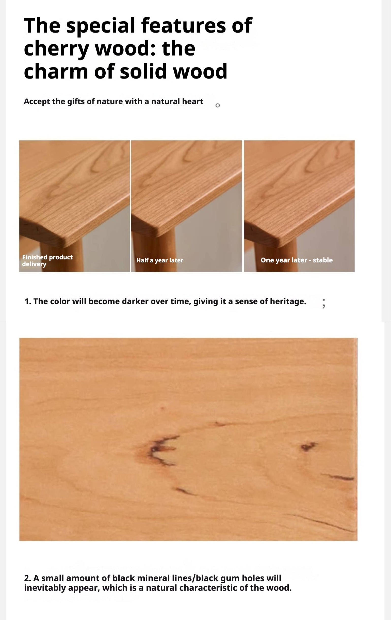 Cherry Wood Office Desk Narrow Vintage