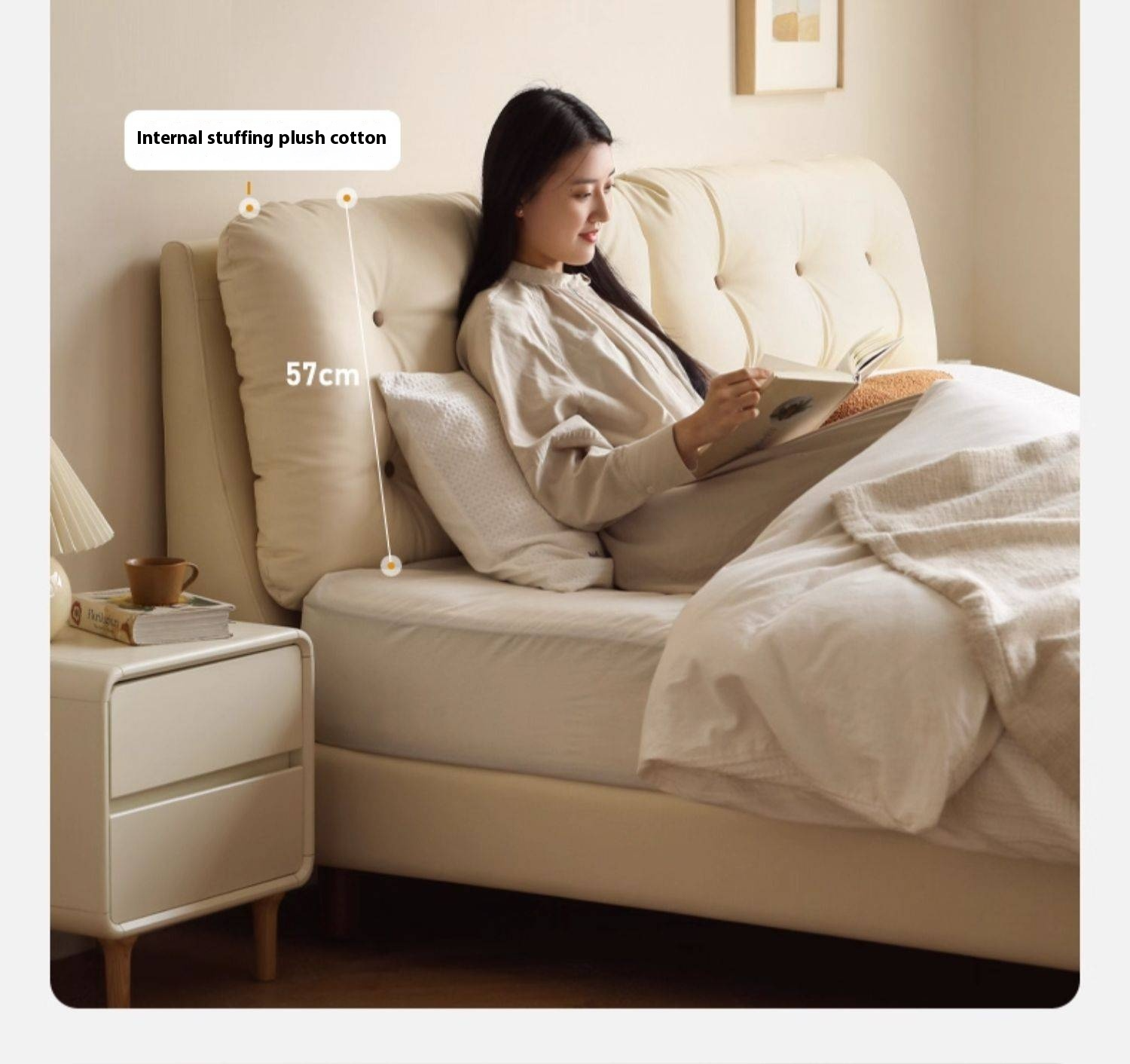 Organic Leather Art Bed Cream Cloud Soft