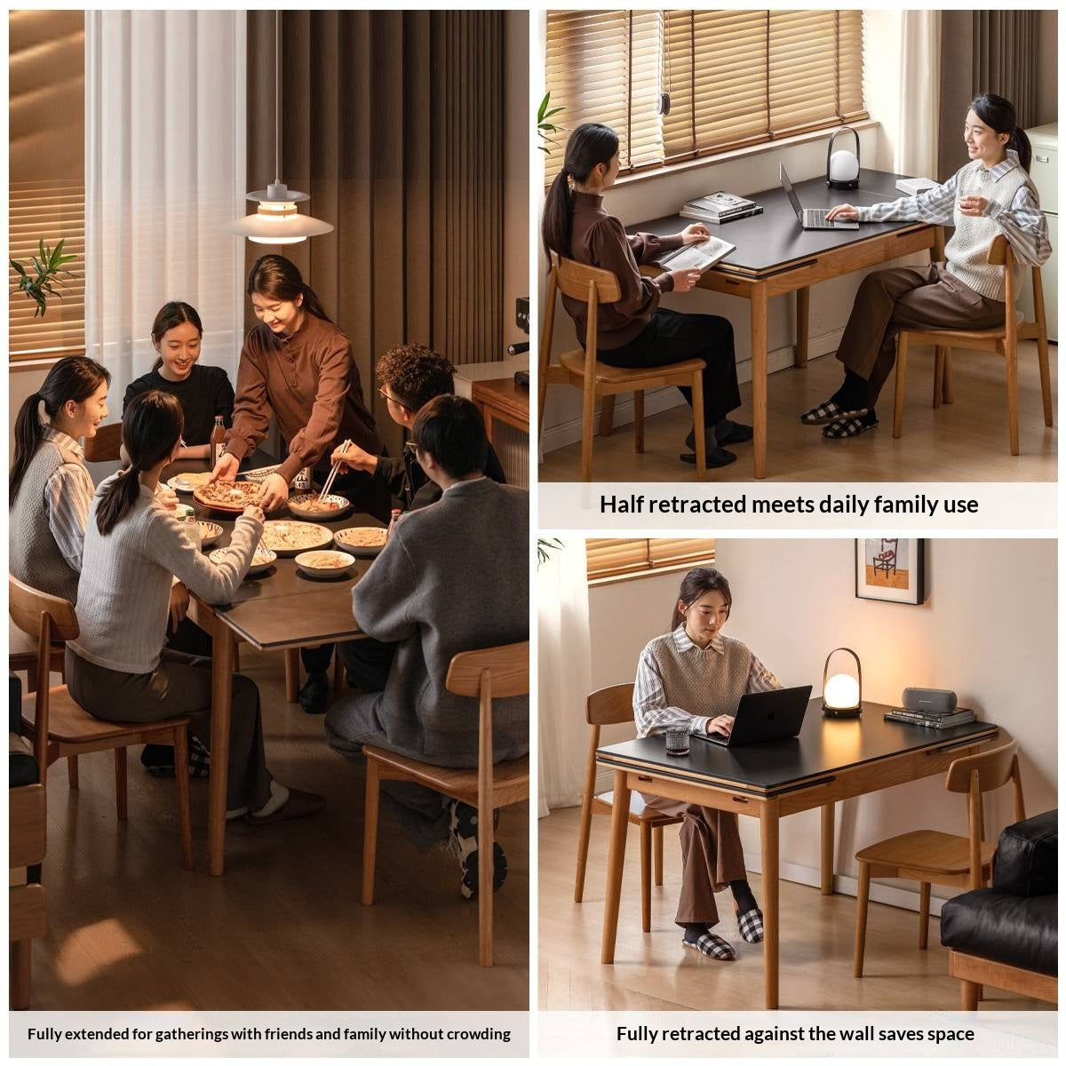 Cherry Solid Wood Extendable Slab Dining Table