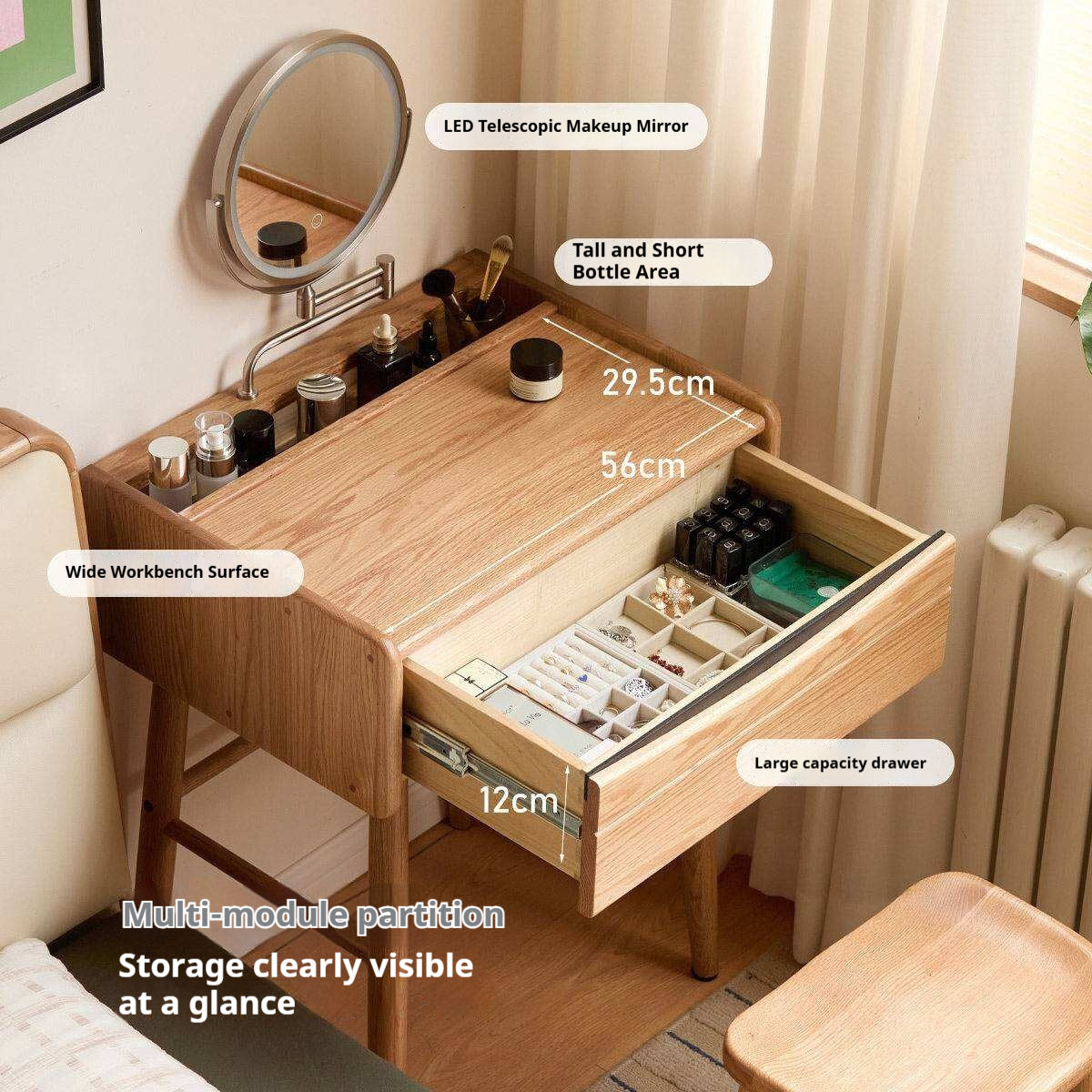 Oak Solid Wood Modern Simple Vanity Table