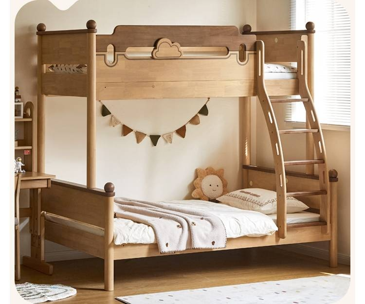 Rubberwood Solid Wood Children's Multifunctional Bunk Bed
