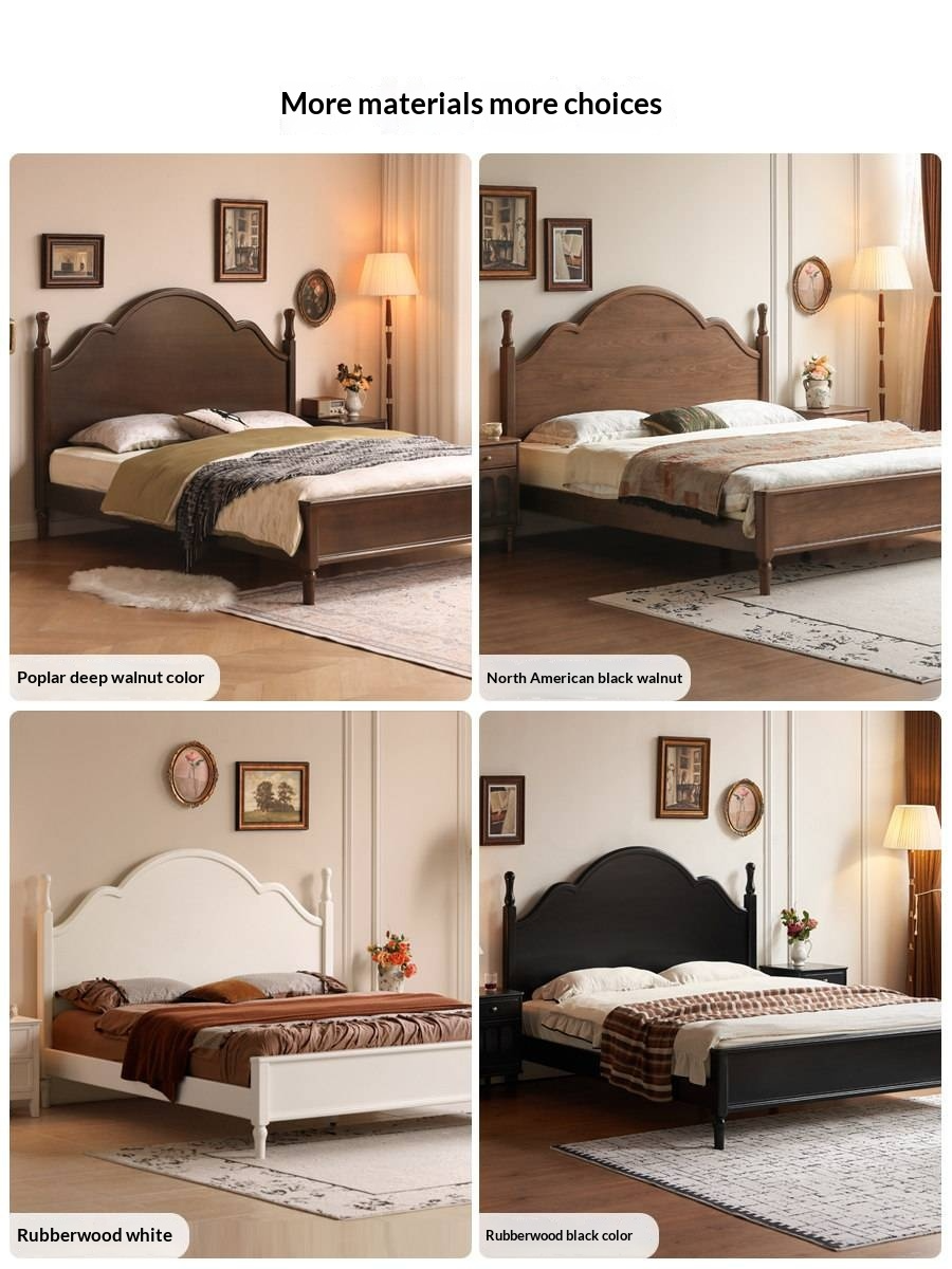 Ash Solid Wood Bed — American Retro Style