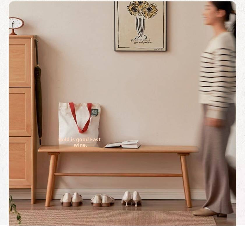 Cherry Solid Wood Bedside Long Bench