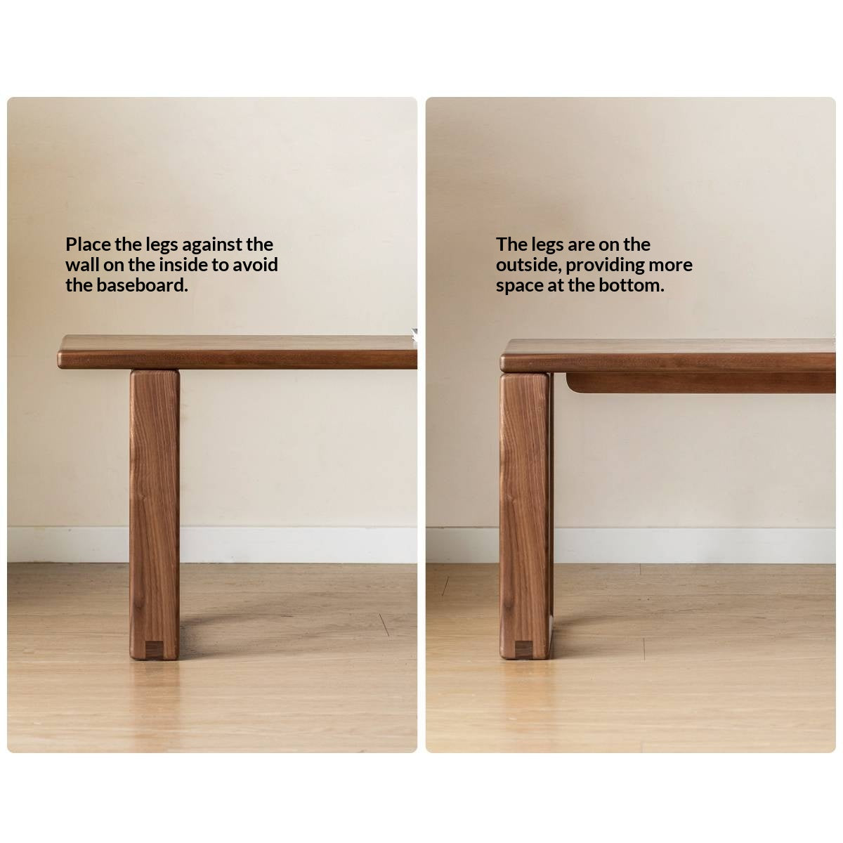 Black Walnut, Oak Solid Wood Long Bench