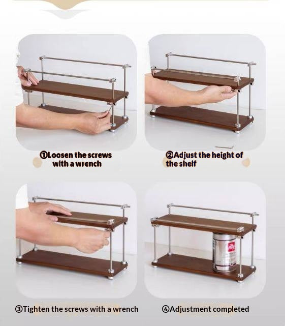 Sapele Solid Wood Multi Layer Storage Rack Antique Style