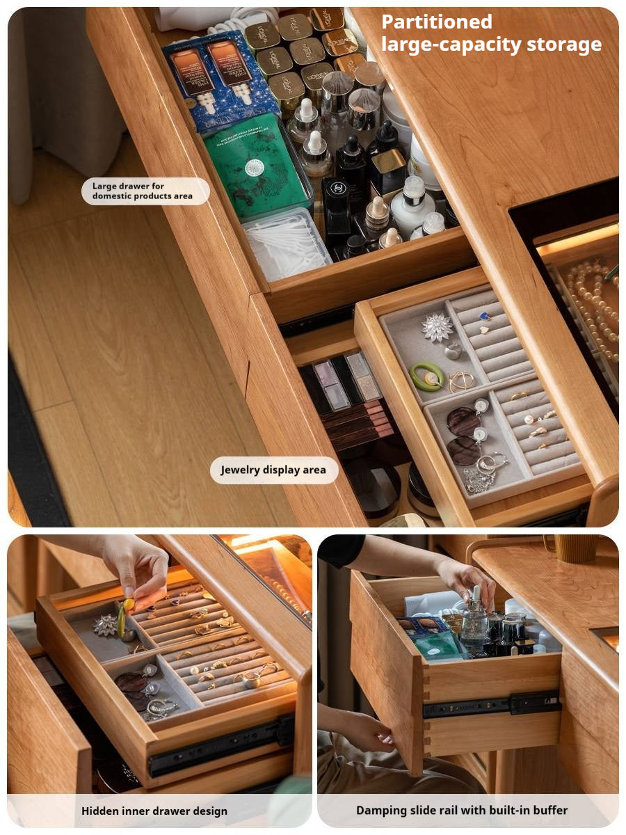 Cherry Solid Wood Retro Style Vanity Table.