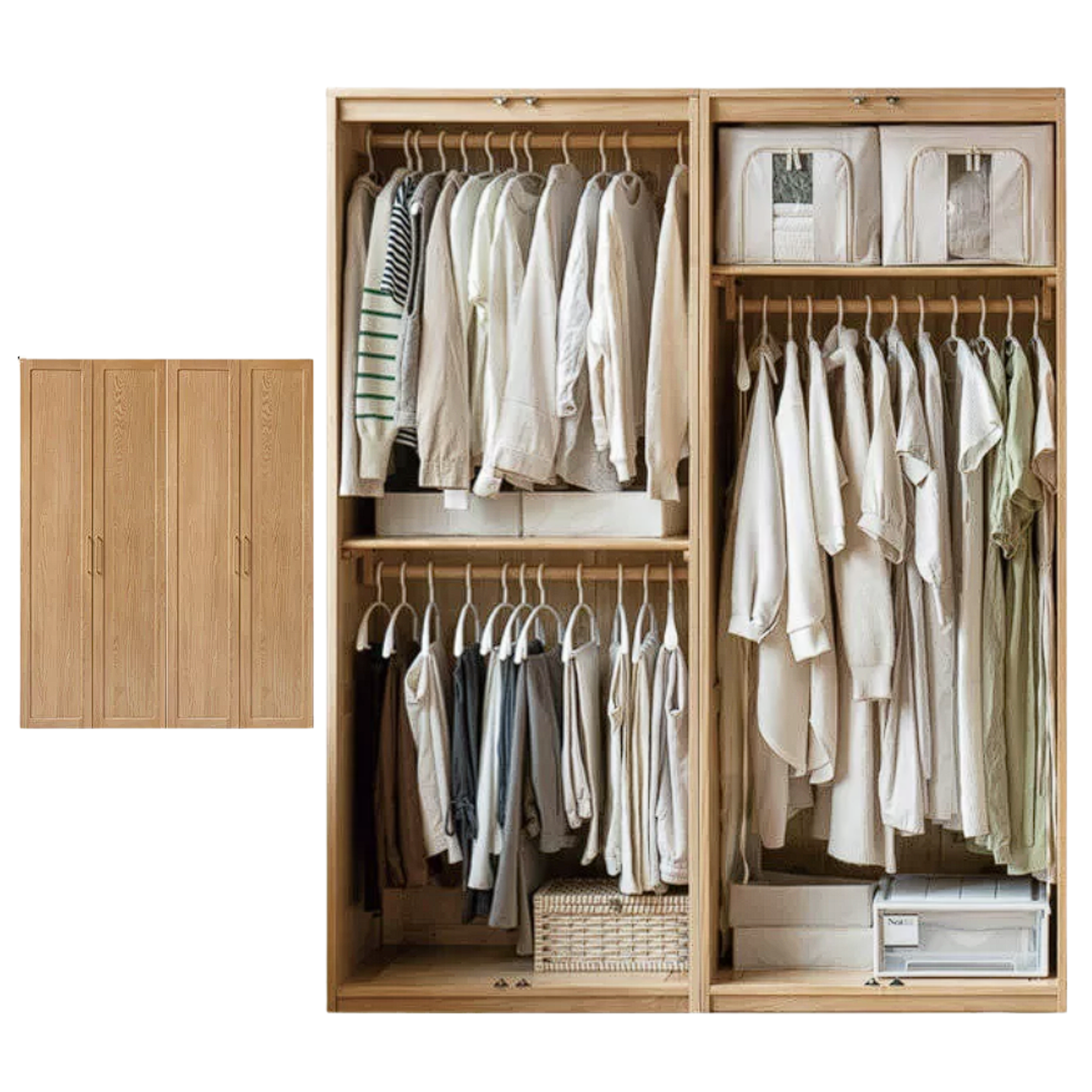 Oak Solid Wood Modern Wardrobe Free Combination