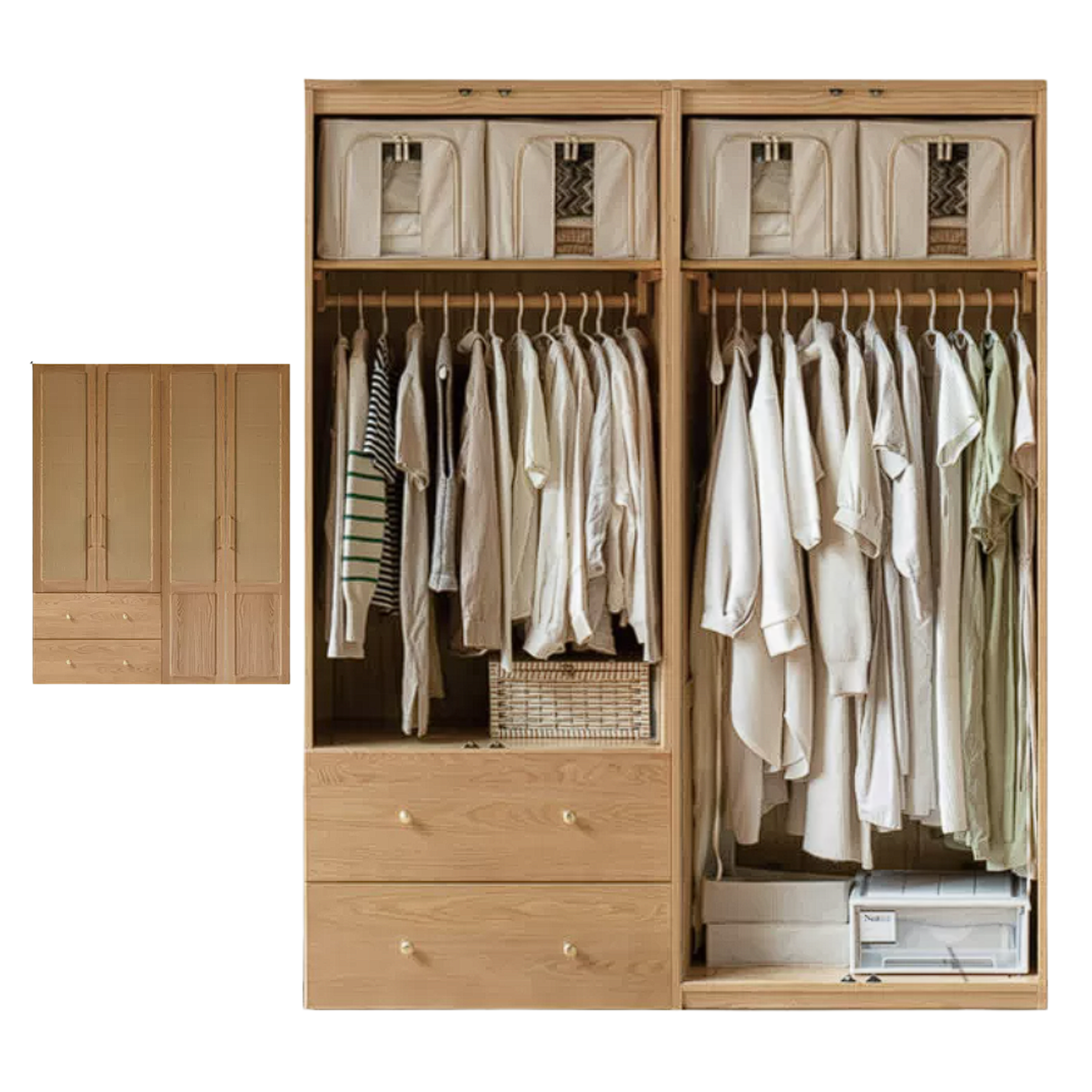 Oak Solid Wood Modern Wardrobe Free Combination