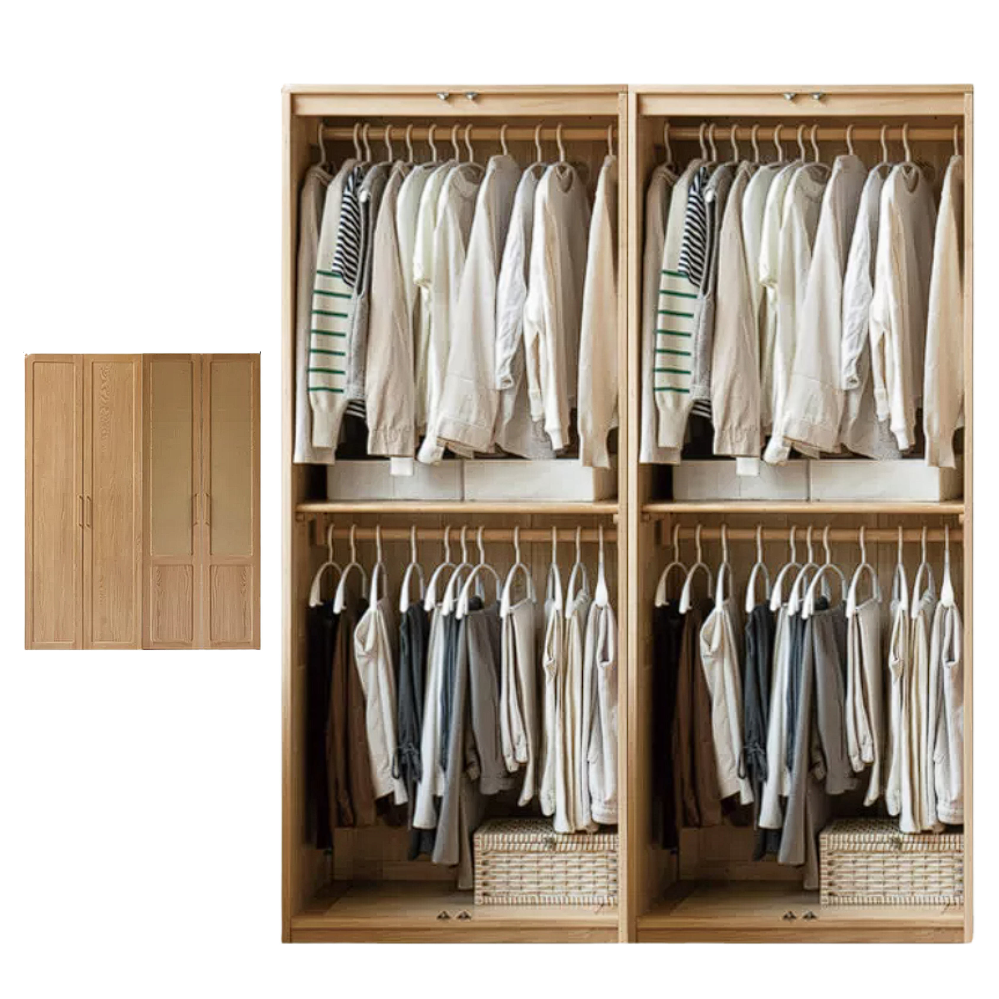 Oak Solid Wood Modern Wardrobe Free Combination