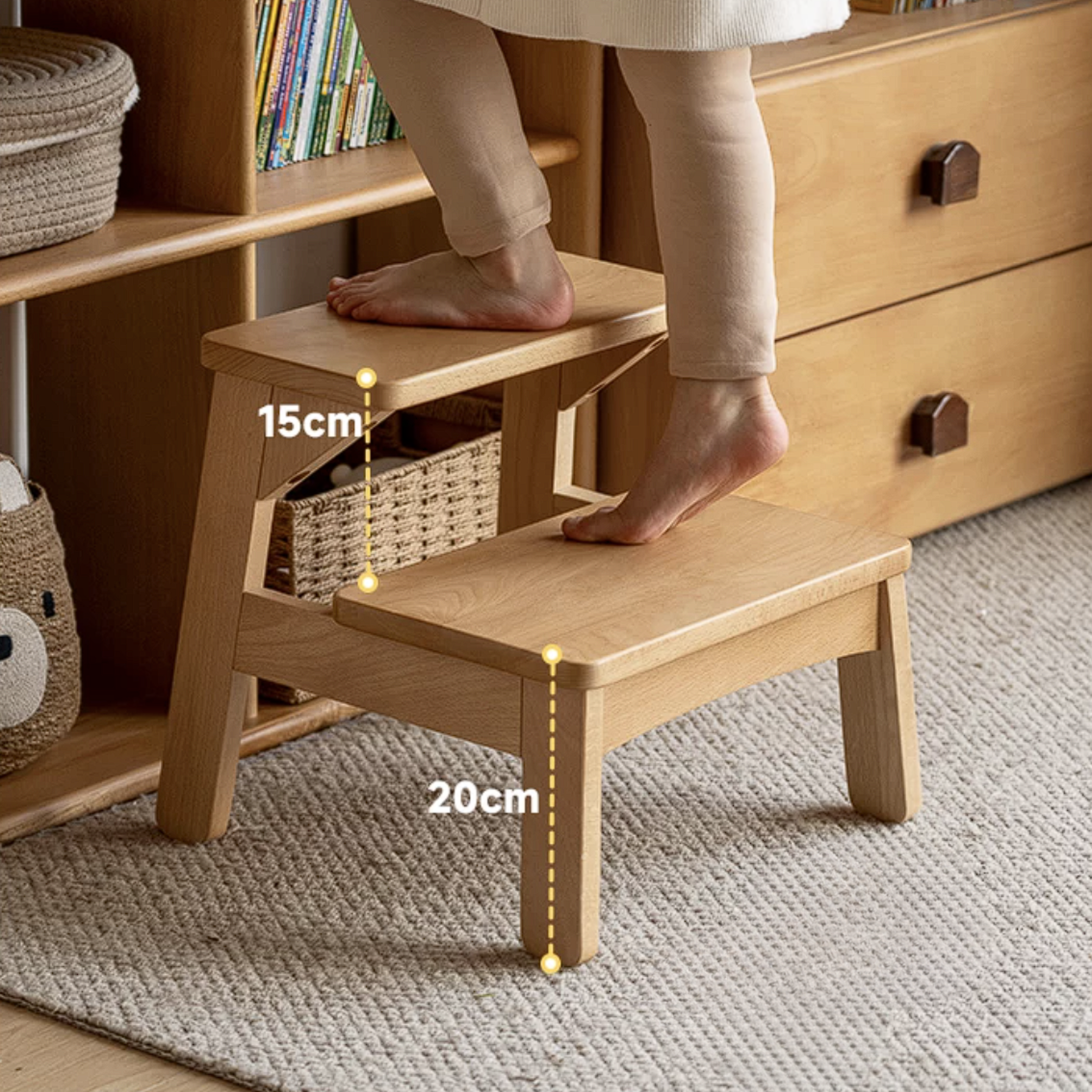Beech Solid Wood Kids Multifunctional Low Foot Chair,Step Stool