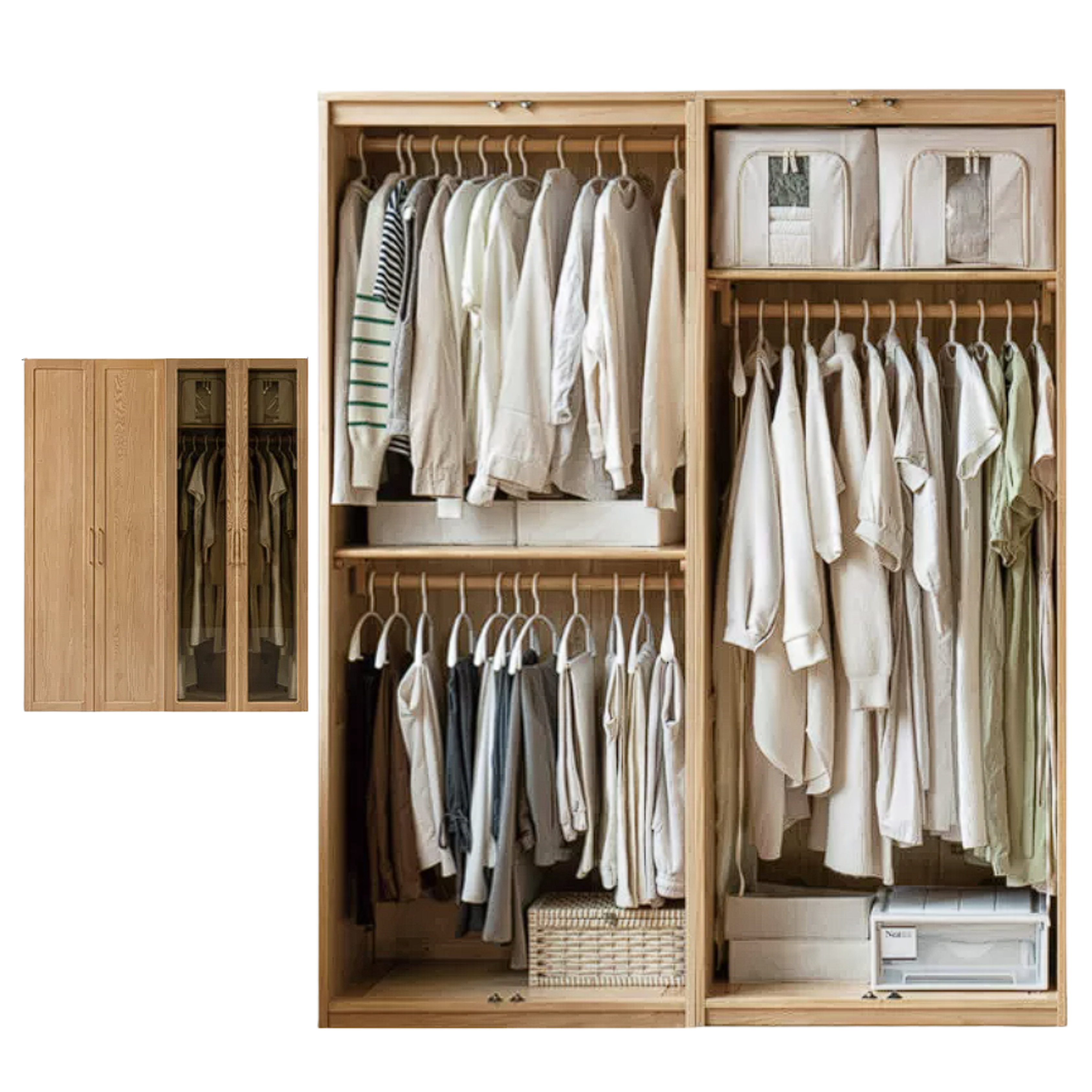 Oak Solid Wood Modern Wardrobe Free Combination