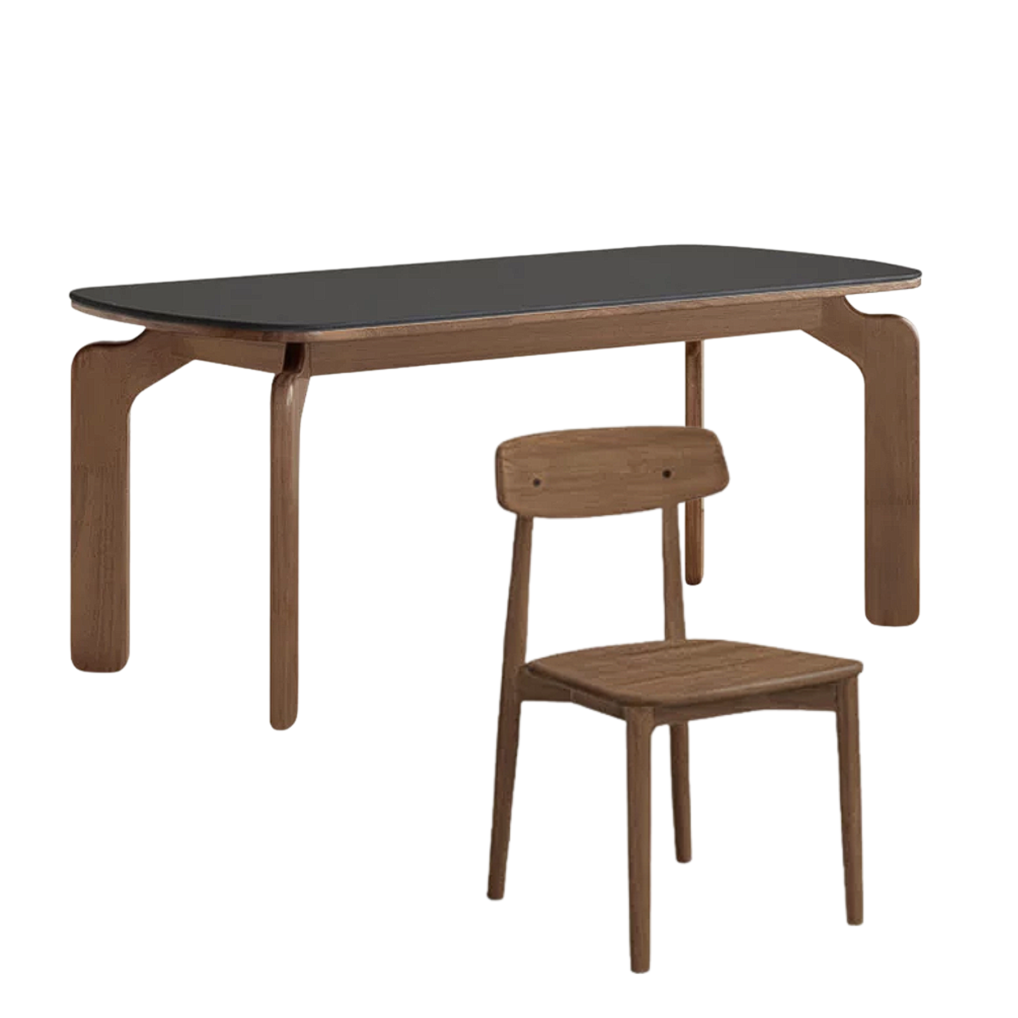 Sandalwood, Rubberwood Solid Wood Rock Board Retro Antique Style Dining Table