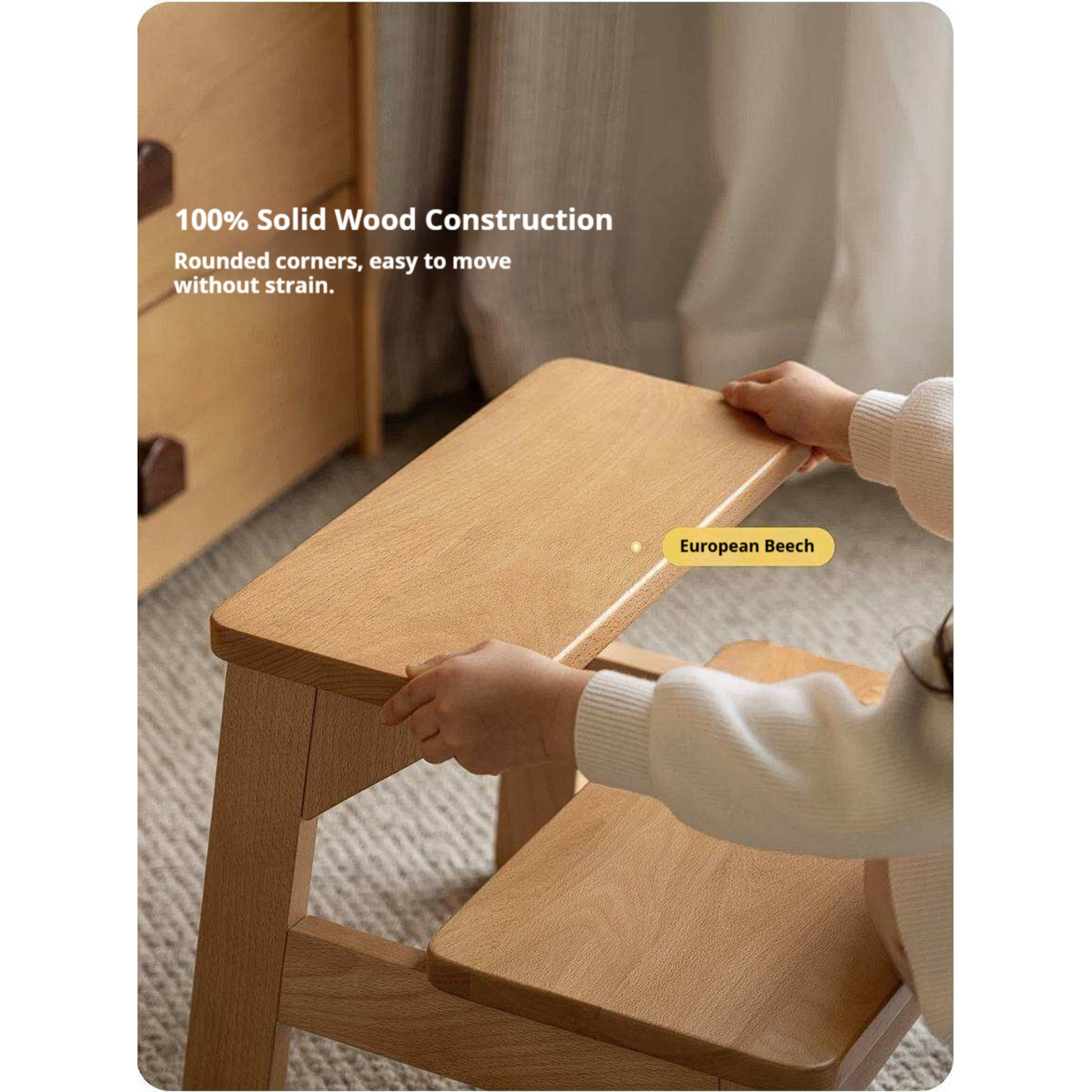 Beech Solid Wood Kids Multifunctional Low Foot Chair,Step Stool
