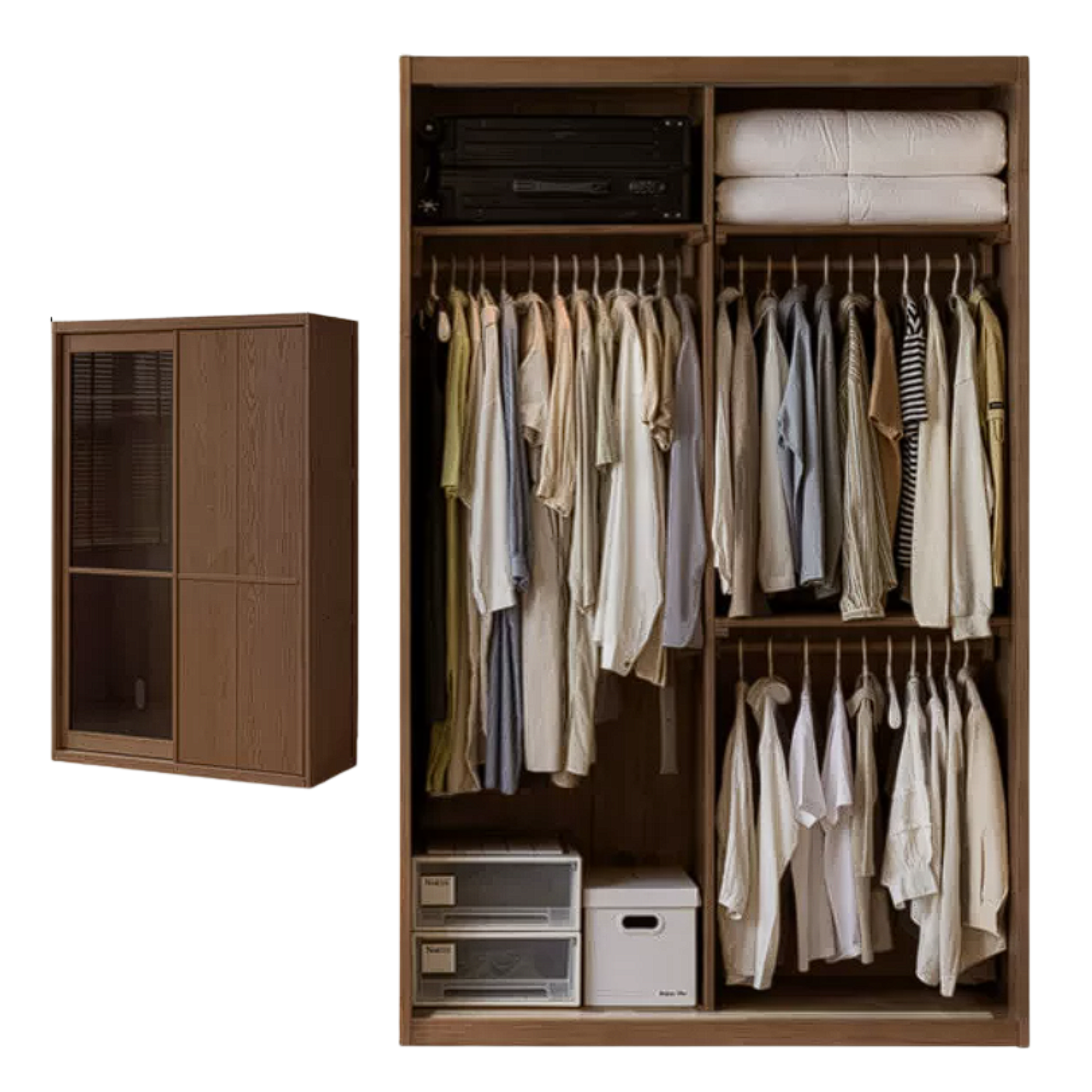 Ash Solid Wood Modern Wardrobe With Sliding Doors