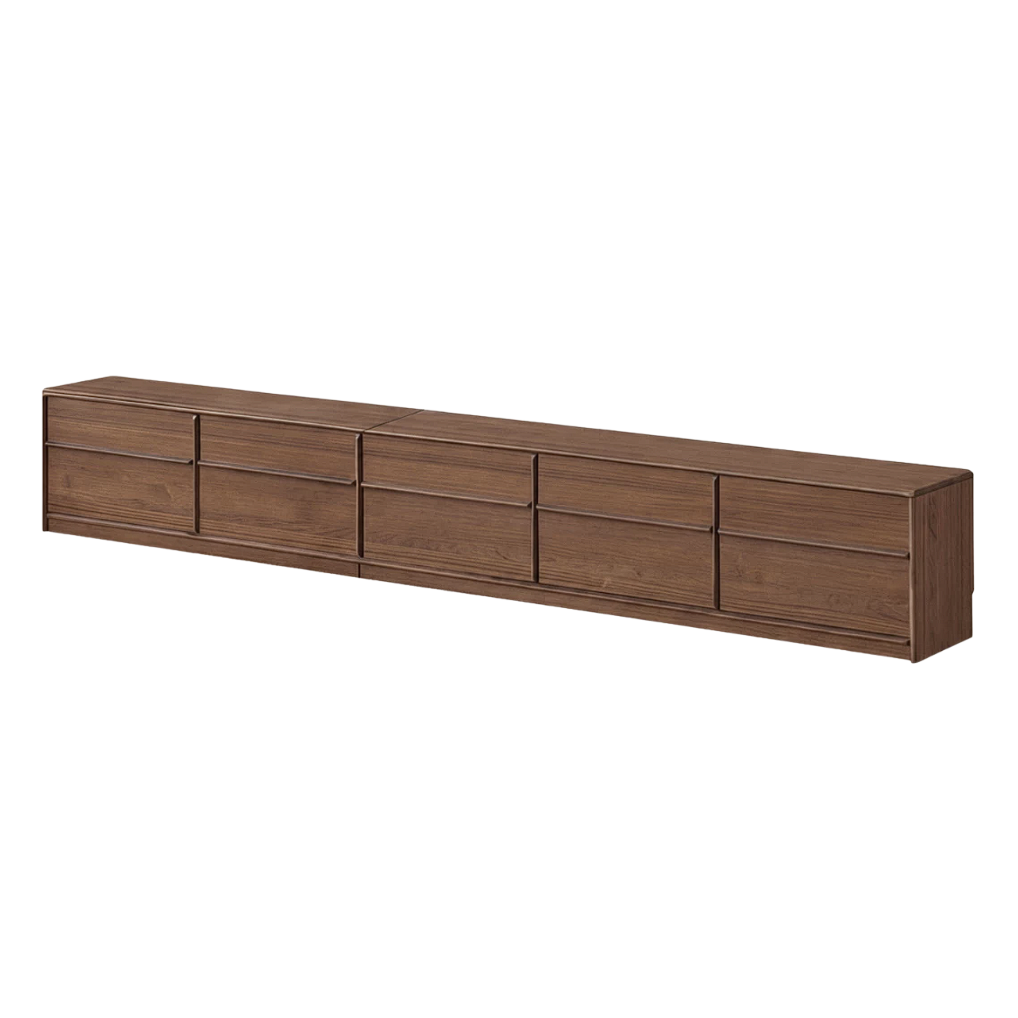 Black Walnut, Sandalwood, Ash, Oak Solid Wood TV Console with Multiple Drawers, Low-Profile Media Cabinet