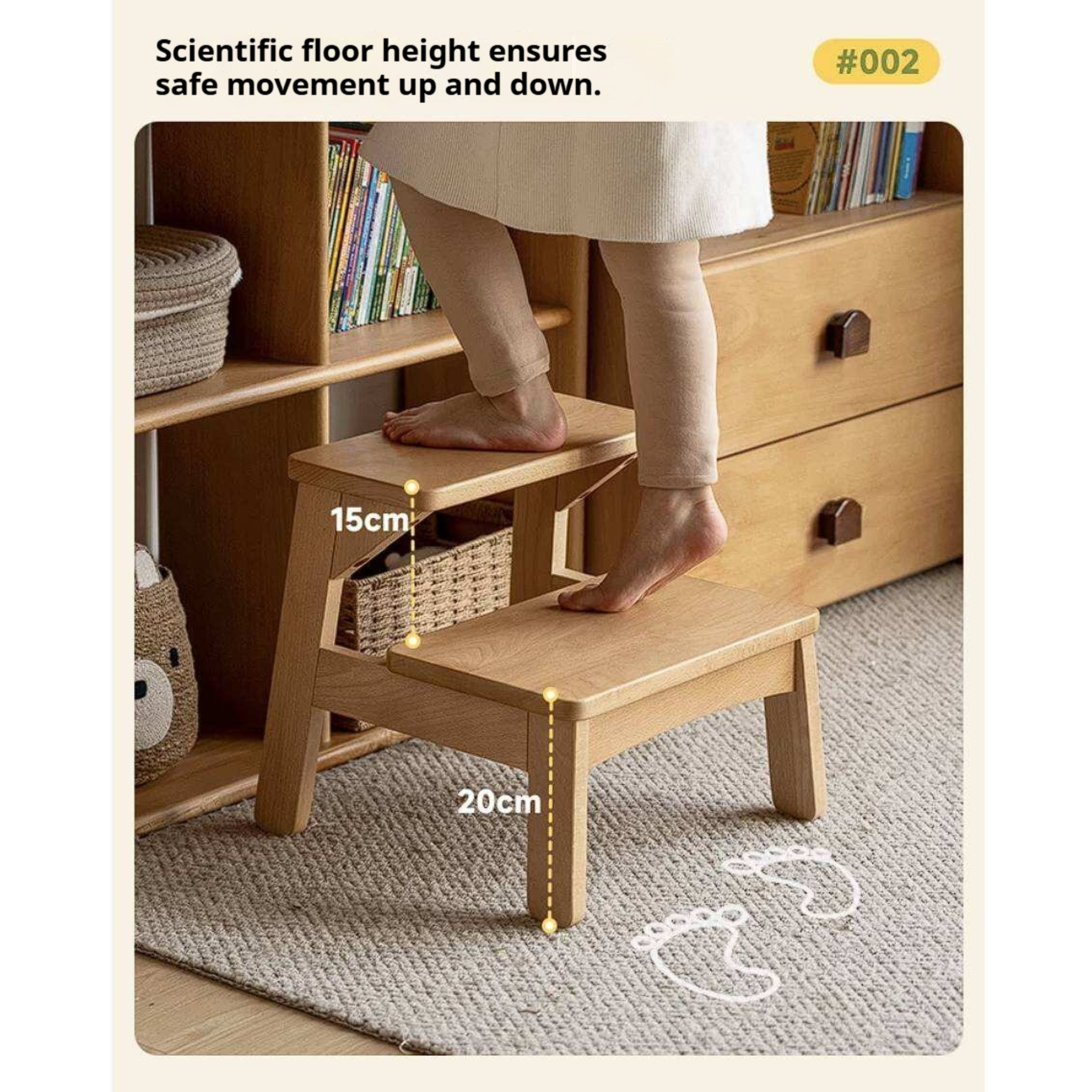 Beech Solid Wood Kids Multifunctional Low Foot Chair,Step Stool