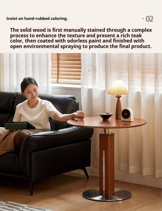 Poplar Solid Wood Vintage Round Bauhaus Style Dining Table