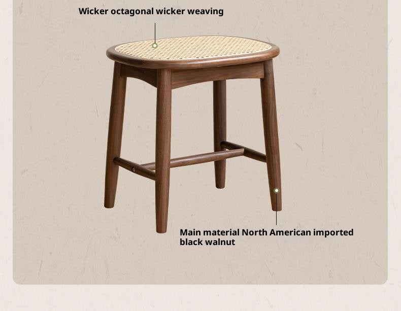 Black Walnut, Oak Solid Wood Modern Makeup Stool