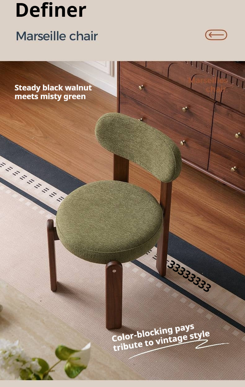 Set 4pcs Black Walnut Solid Wood, Solid Rubberwood Wood Upholstered Dining Chair, Modern Organic