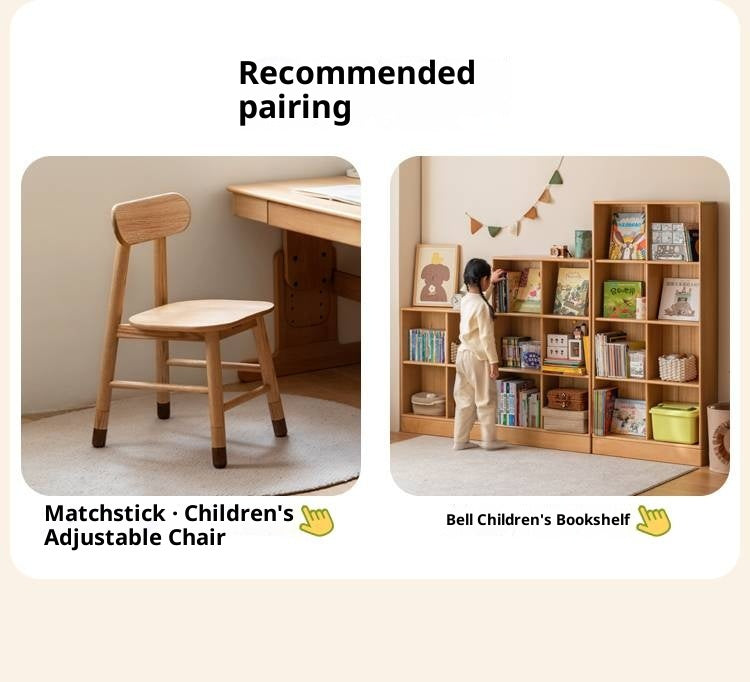 Beech Solid Wood Liftable Kids Study Desk