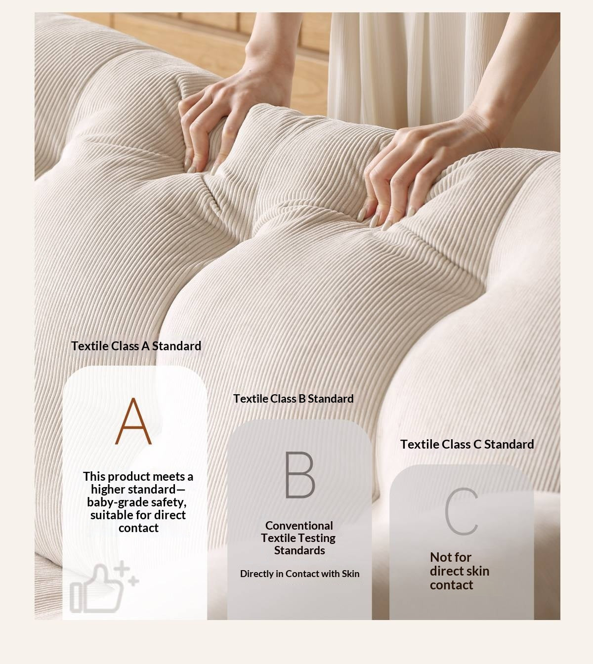 Cream Cloud Fabric Sofa with Deep Seat and Full Removable Covers