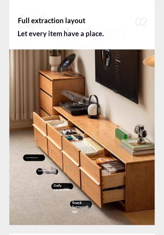 Сherry Solid Wood Modern Floor Storage Locker TV Cabinet.