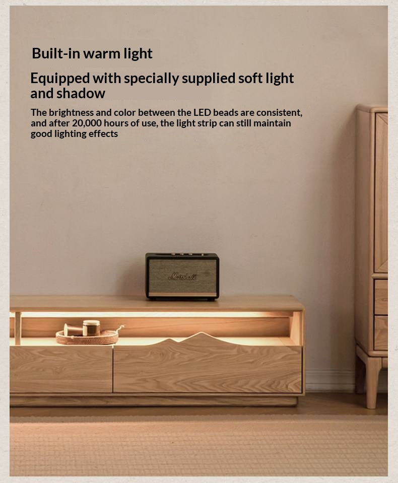 Ash Solid Wood Floor TV Storage Cabinet.