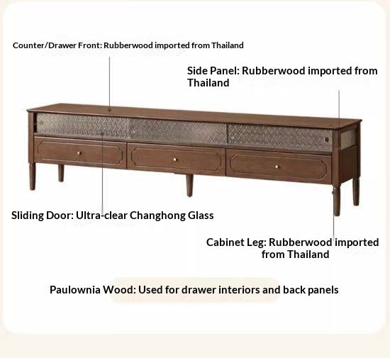 Solid Rubberwood Scandinavian TV Stand