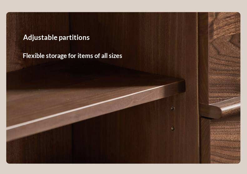 Black Walnut Solid Wood TV Cabinet with Large Storage