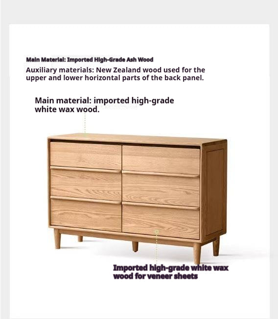 Ash Solid Wood Storage Drawer Cabinet