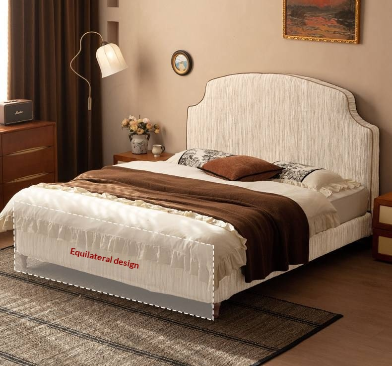 Fabric Soft Headboard Bed French Retro Style