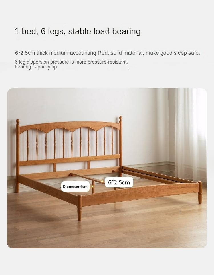 Cherry Wood Solid Wood Bed ,Retro Style, Princess Bed