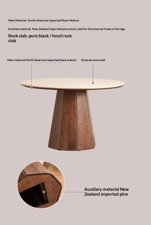Black Walnut Solid Wood Round Slab Dining Table