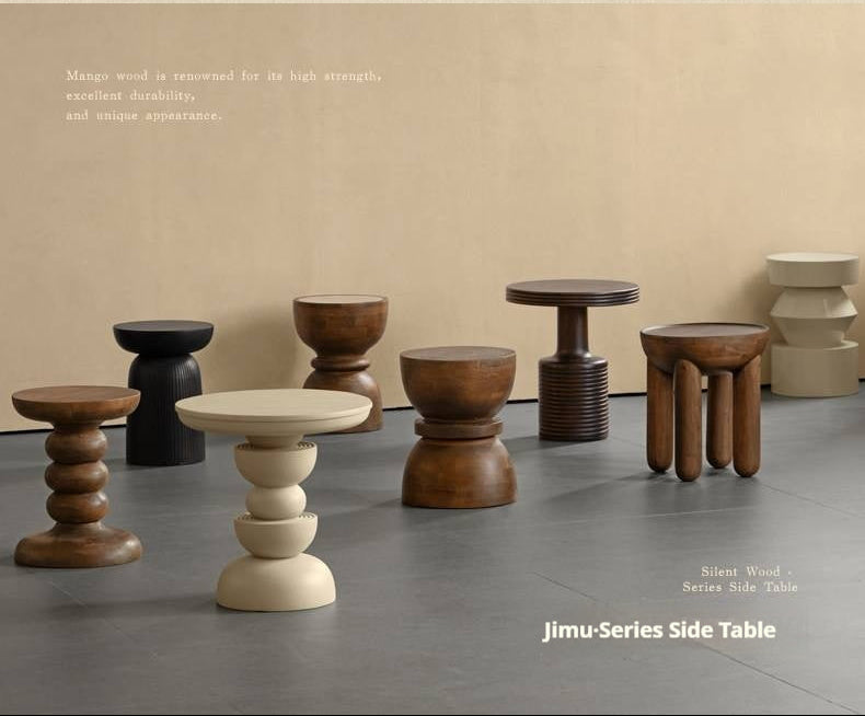 Mango Solid Wood Wabi Sabi Round Side Table