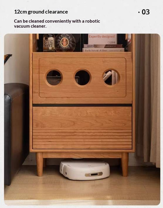 Cherry Solid Wood Retro Storage Side Cabinet.