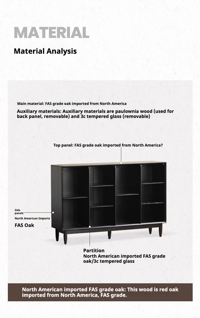 Oak Solid Wood Black Modern Bookcase