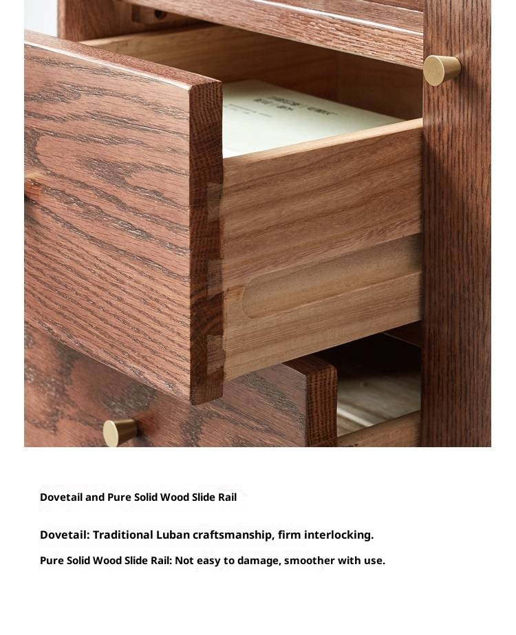 Oak Solid Wood, Solid Rubberwood Side Cabinet