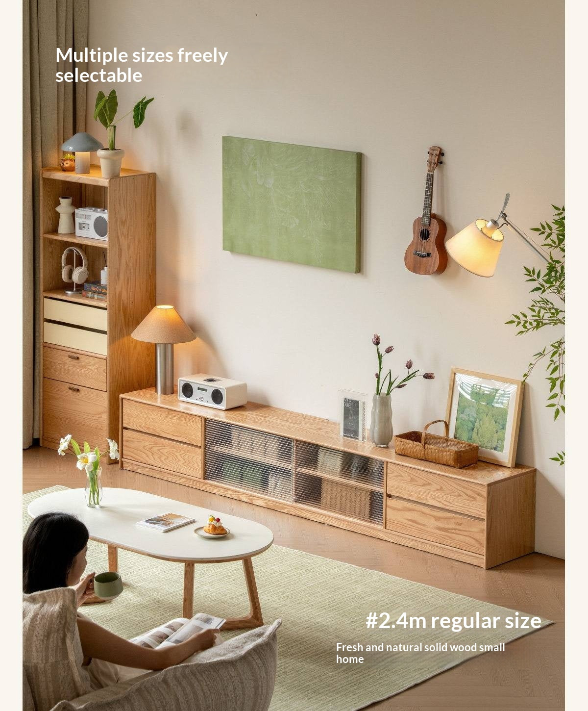 Solid RubberWood, Oak Solid Wood TV Cabinet Floor Combination