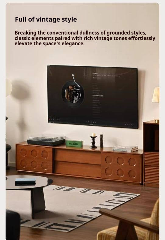 Poplar Solid Wood Medieval Style Retro TV Cabinet.