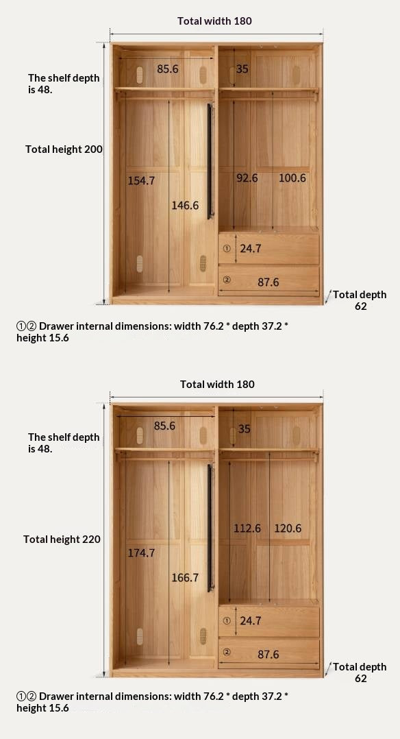 Oak Solid Wood Wardrobe Sliding Door.