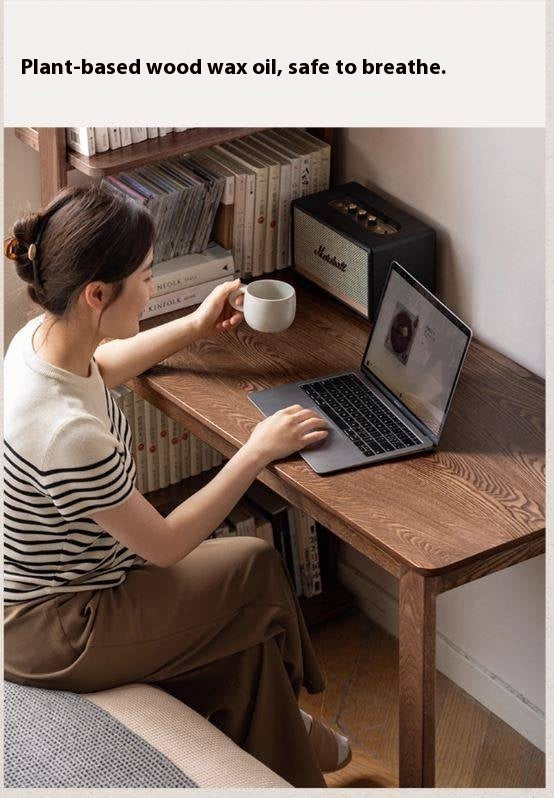 Black Walnut, Ash Solid Wood Desk Bookshelf Integrated
