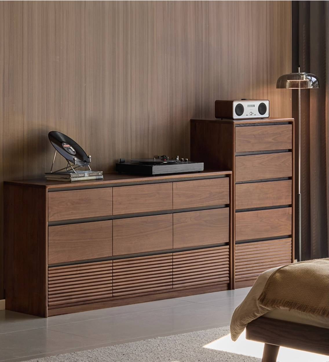 Black Walnut Solid Wood Italian Light Luxury Drawer