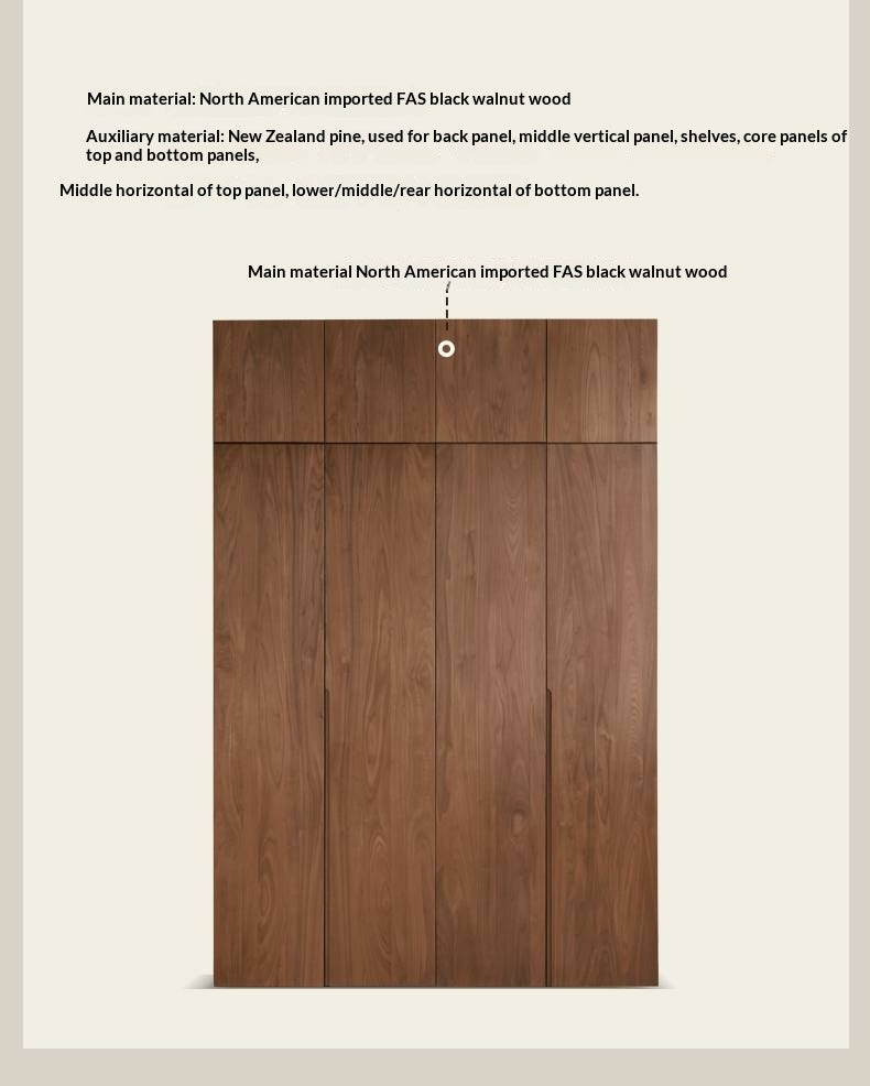 Black Walnut, Sandalwood Solid Wood Modern Style Wardrobe