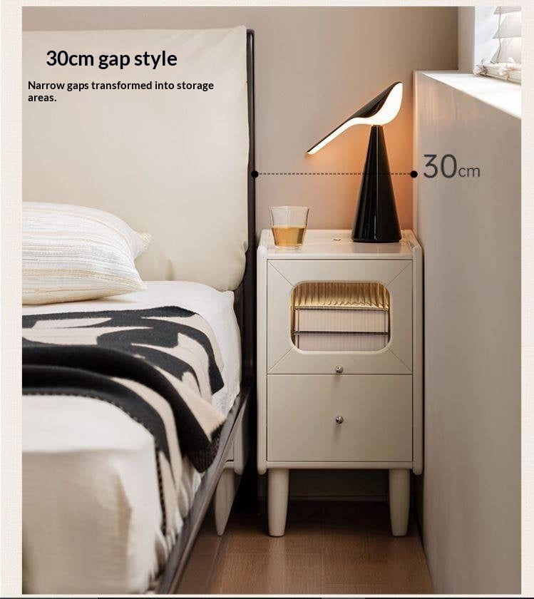 Solid Rubberwood Modern Cream Style Nightstand