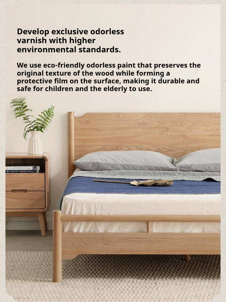 Ash Solid Wood Nordic Simple Modern Bed