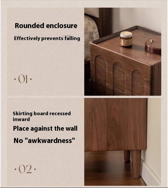 Black Walnut, Poplar, Sandalwood Solid Wood Modern Simple Nightstand.