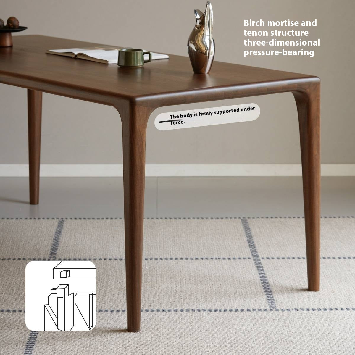 Black Walnut Solid Wood Rectangular Dining Table