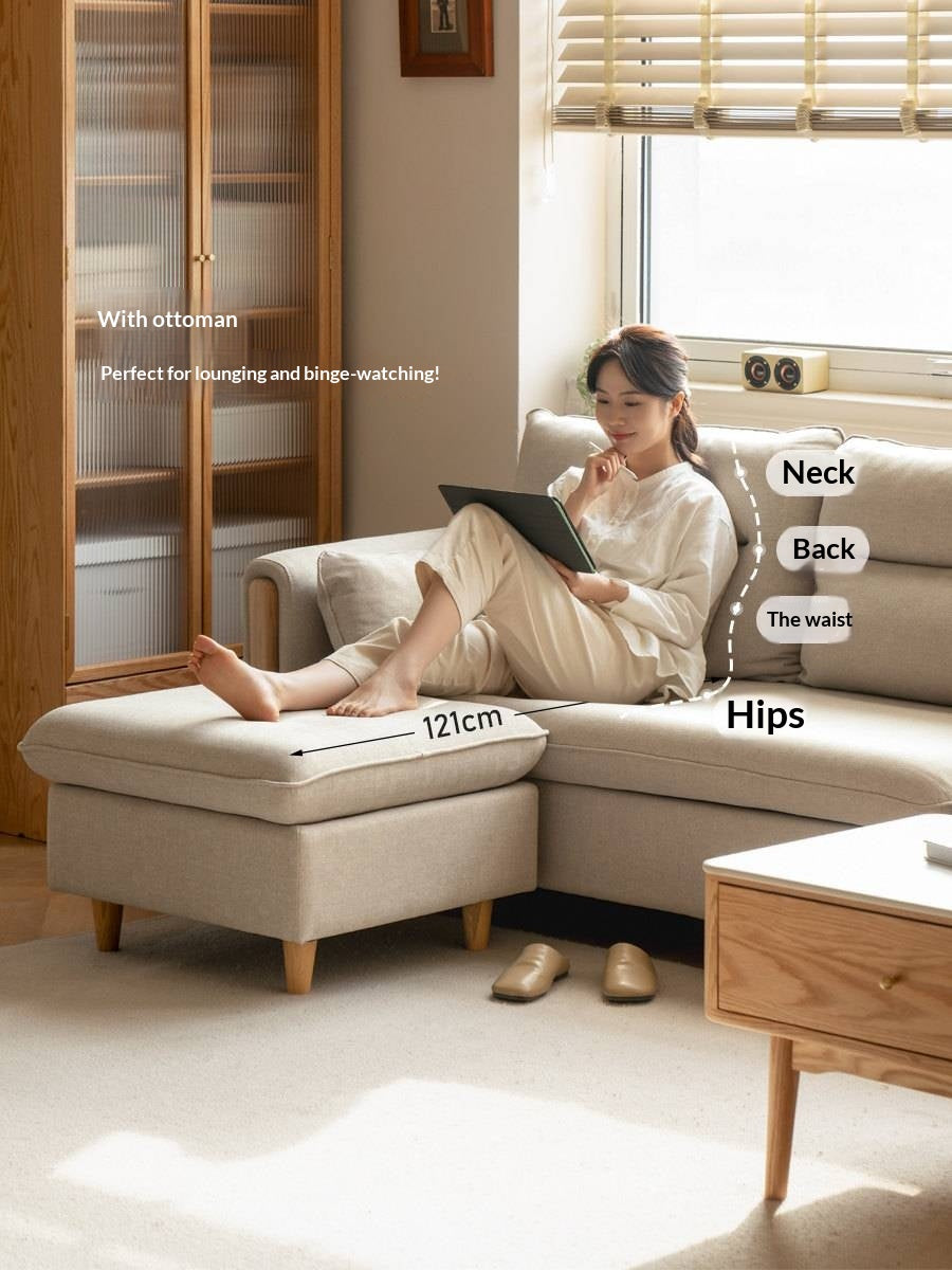 Ash Solid Wood Modern Corner-Style Fabric Sofa